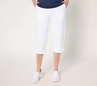 Denim & Co. Active Petite French Terry Straight Leg Capri Pants
