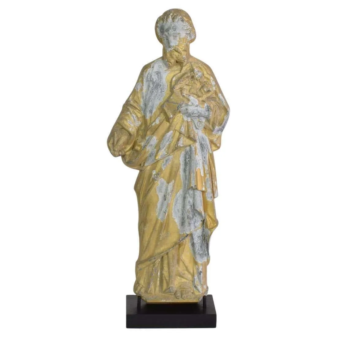 French Late 19th Century Neo Gothic Gilded Metal Saint Statue