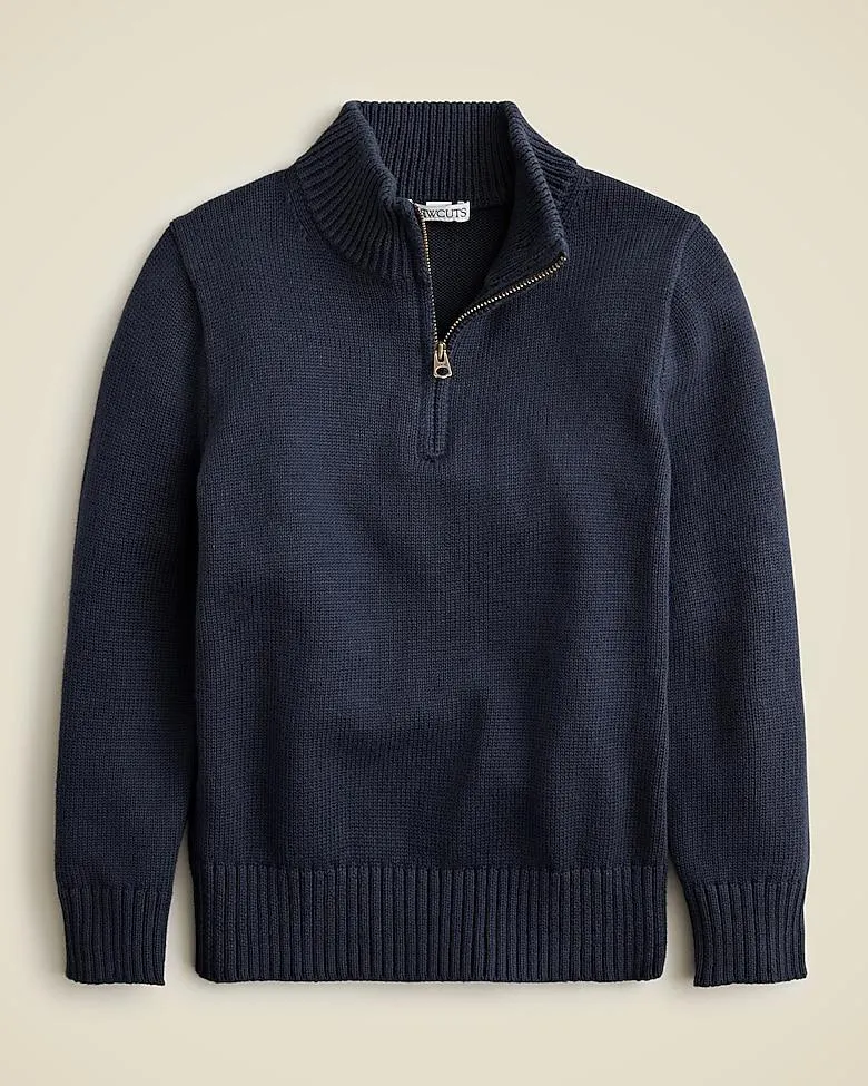Kids' heritage cotton half-zip sweater