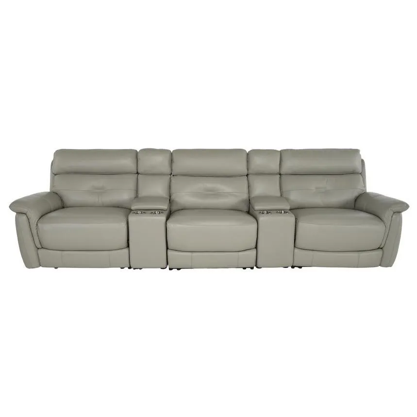 Naya Taupe Home Theater Leather Seating with 5PCS/2PWR