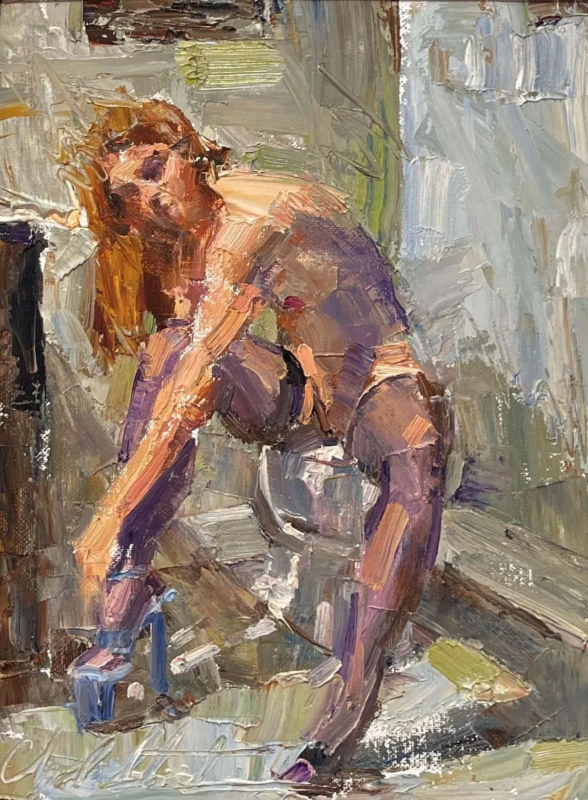 Clyde Steadman"Dressing Room" (2021) by Clyde Steadman, Original, Nude Female Oil Painting 2021