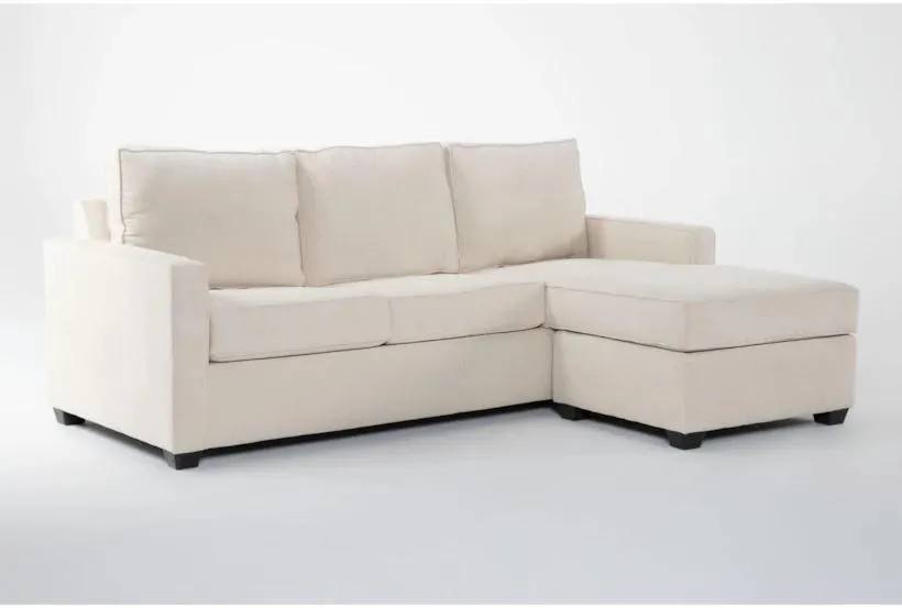 Mathers Cream Beige Fabric 91" Sofa With Reversible Chaise | Loose Reversible Back
