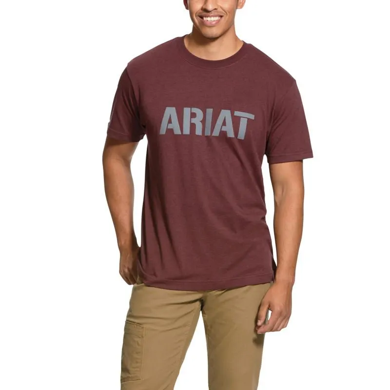 Ariat Men's Burgundy Heather Rebar Cotton Strong Block Short Sleeve Shirt