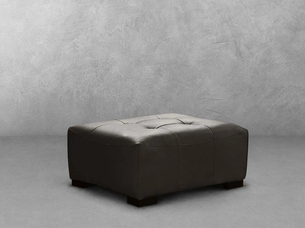 Teagan Leather Ottoman - Brown