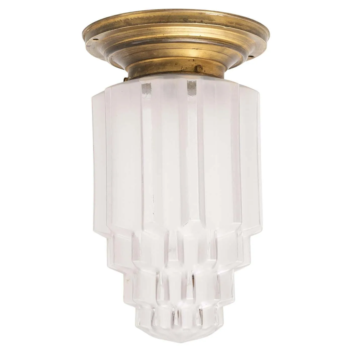 Vintage Brass and Glass Ceiling Lamp – Circa 1940
