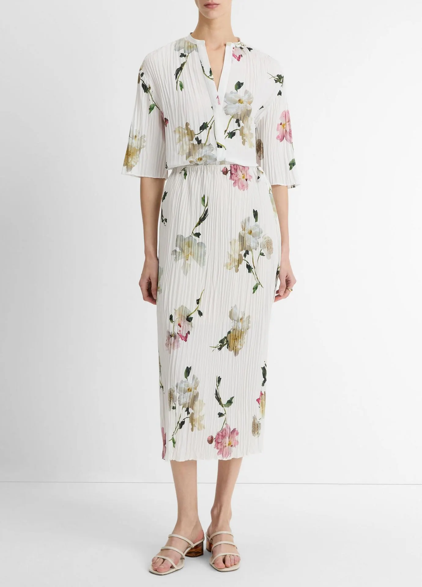 Wilted Peony Pleated Side-Tie Skirt