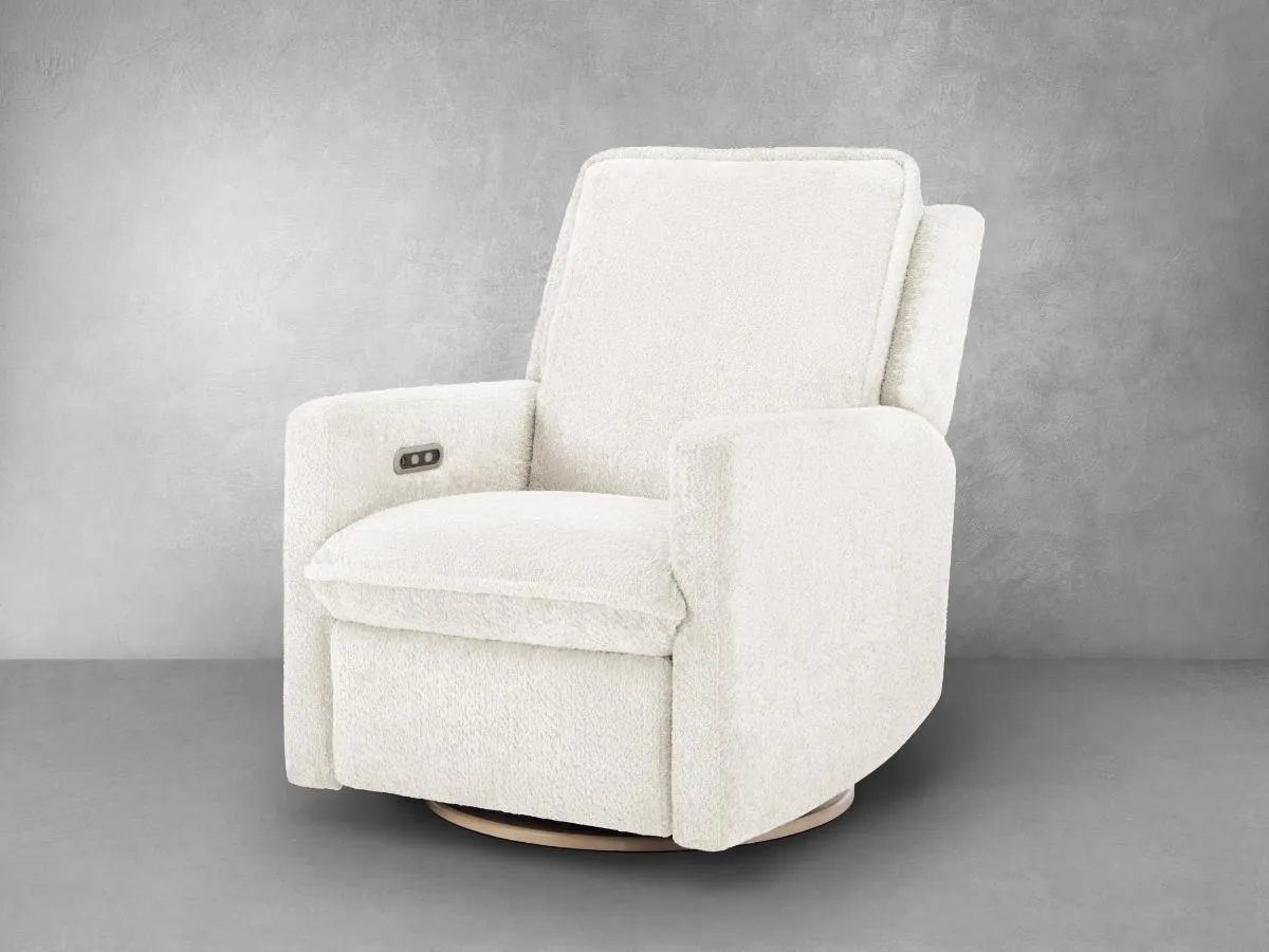 Ayden Boucle Swivel Glider Power Recliner - White