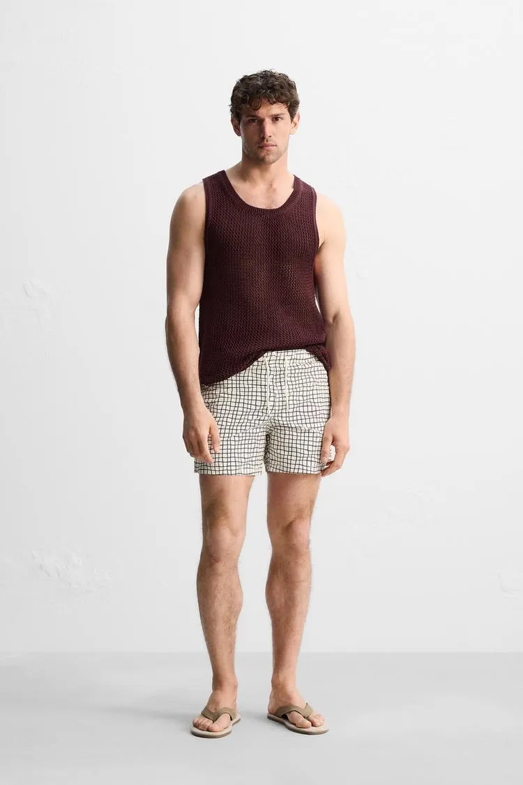 REGULAR CHECK PRINT SWIMSUIT