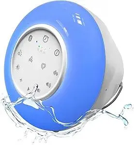 Gsou IPX6 Waterproof Bluetooth Shower Speaker with LED Lights, White Noise, Clear and Full Sound, 15 Bath Times on One Charge, One-Touch Answering with Built-in Mic, Bluetooth 5.4