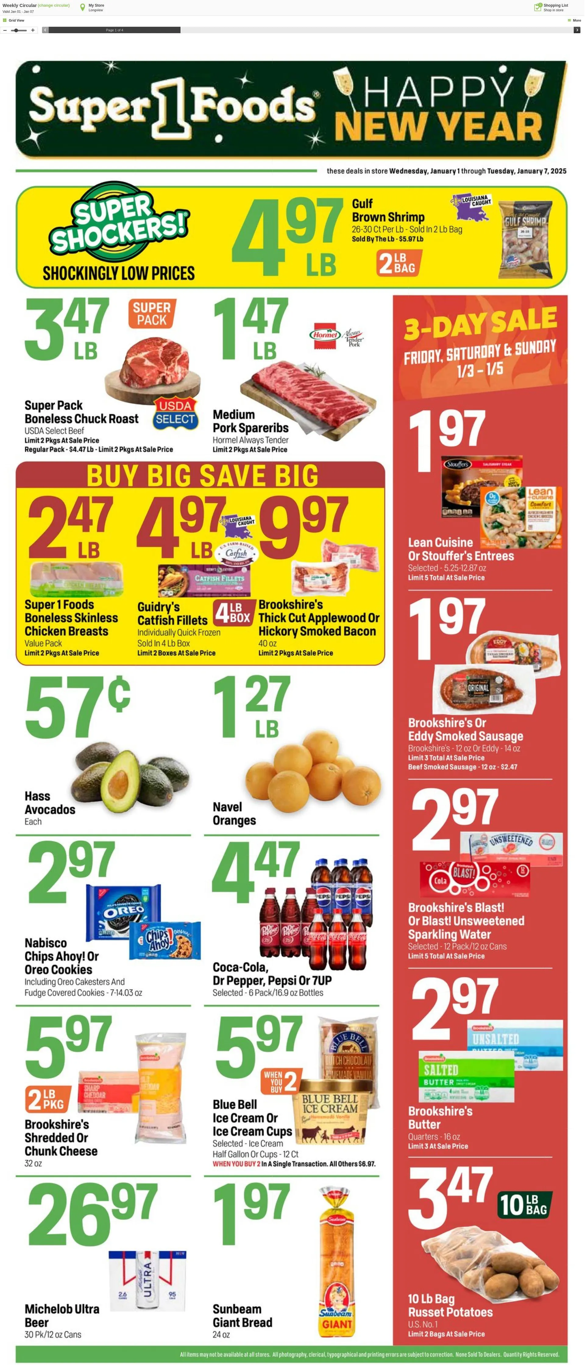 Weekly ad Super1Foods from January 1 to January 7 2025 - Page 1