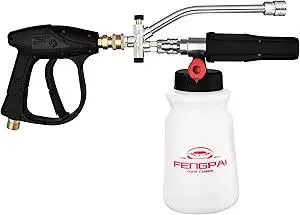 FENG PAI Foam Cannon with Pressure Washer Gun and Dual Connector, 3-in-1 Short Lance Accessory for Snow Foam Cannon, Power Washer Blaster Kit for Car Washing and Cleaning, Sprayer Bottle 1L 4000 PSI