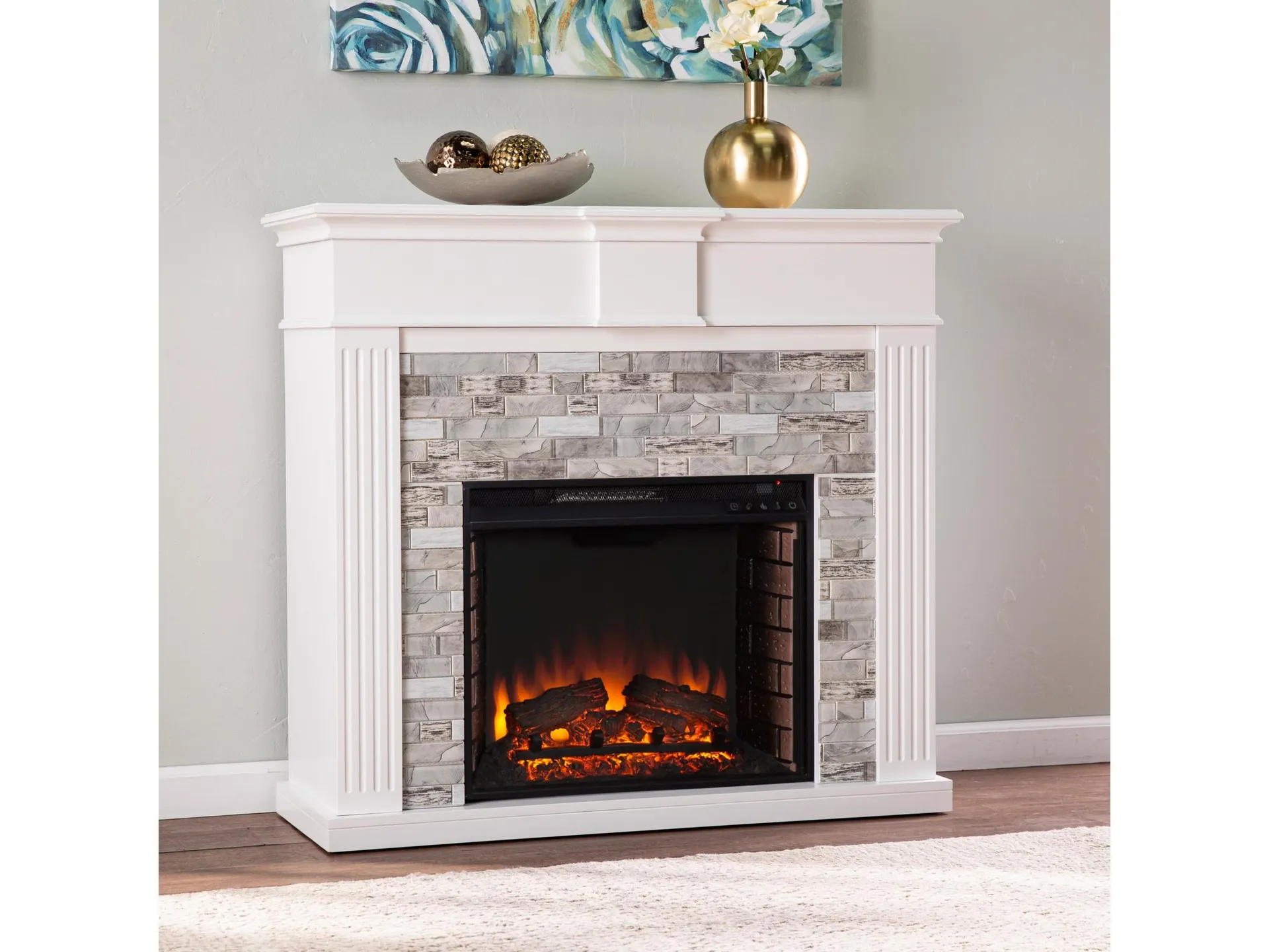 Southern Enterprises Furniture Ashlaurel Electric Fireplace Mantel