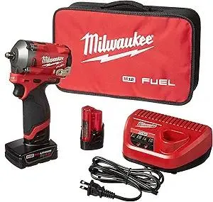 Milwaukee 2554-22 M12 FUEL Stubby 3/8 in. Impact Wrench Kit (2 Ah/4 Ah)