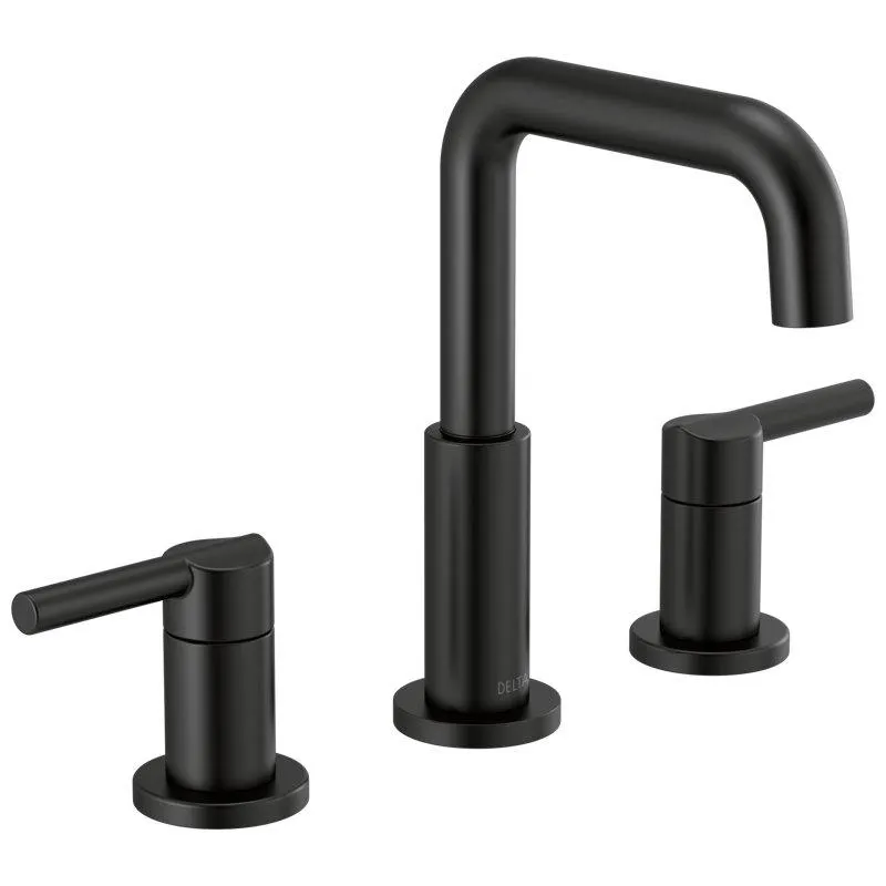 Matte Black Nicoli Widespread Bathroom Faucet 3 Hole, 2-handle Bathroom Sink Faucet (Part number: 35849LF-BL)
