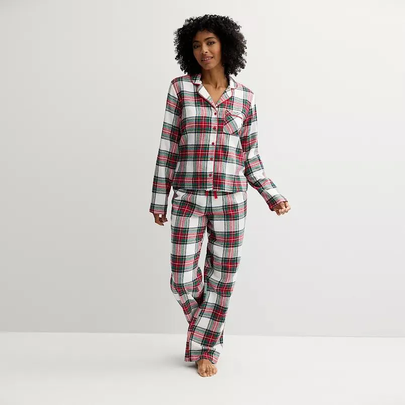 Women's Sonoma Goods For Life® Flannel Notch Pajama Top & Pajama Pants Set