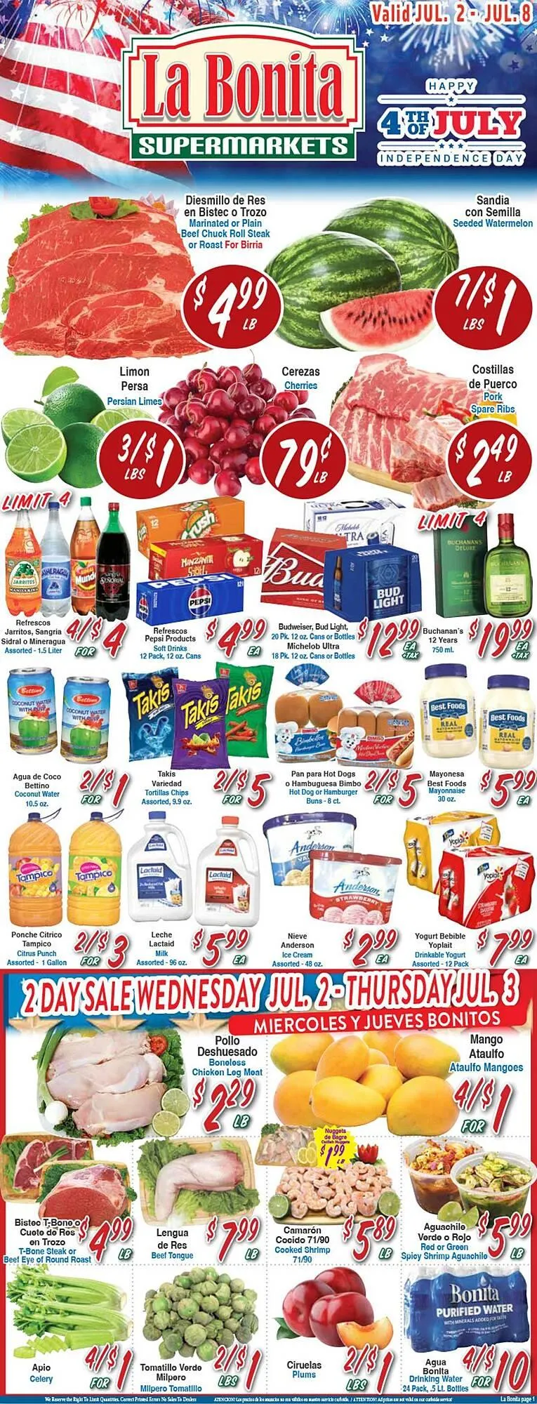 Catálogo de La Bonita Supermarkets Weekly Ad 2 de julio al 8 de julio 2025 - Página 1