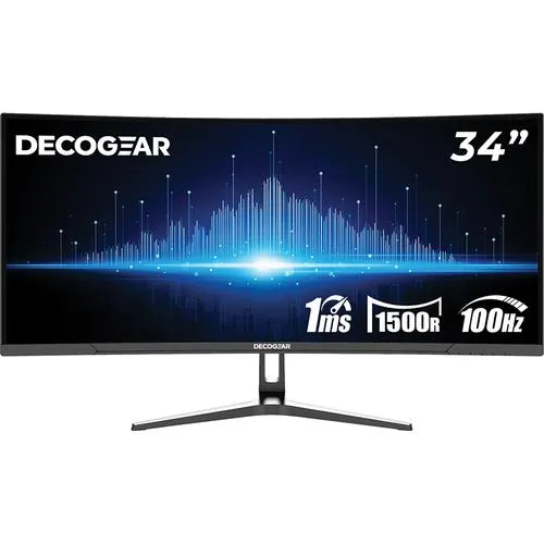 Deco Gear 34 inch Curved Ultrawide Business Monitor, 3440x1440, 100Hz, HDR - Open Box
