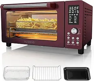 Nuwave Bravo Pro Smart Air Fryer Toaster Oven Combo, 12-in-1 Functions with Quicker & Even Crisp Technology, 1800W, 50-450°F, PFAS-Free, 21QT, Cinnamon