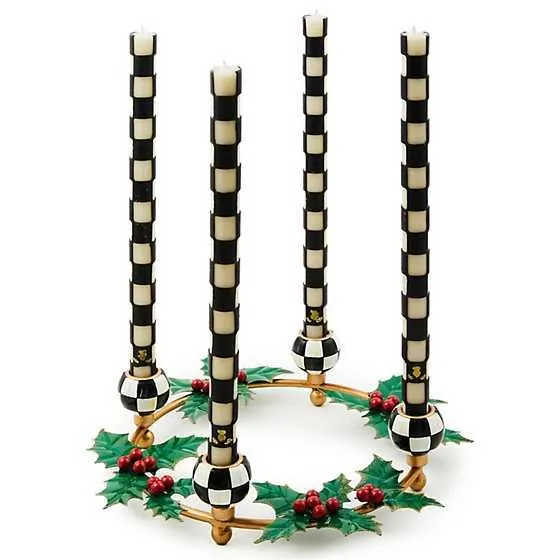 Holly Leaf Metal Ring Candle Holder