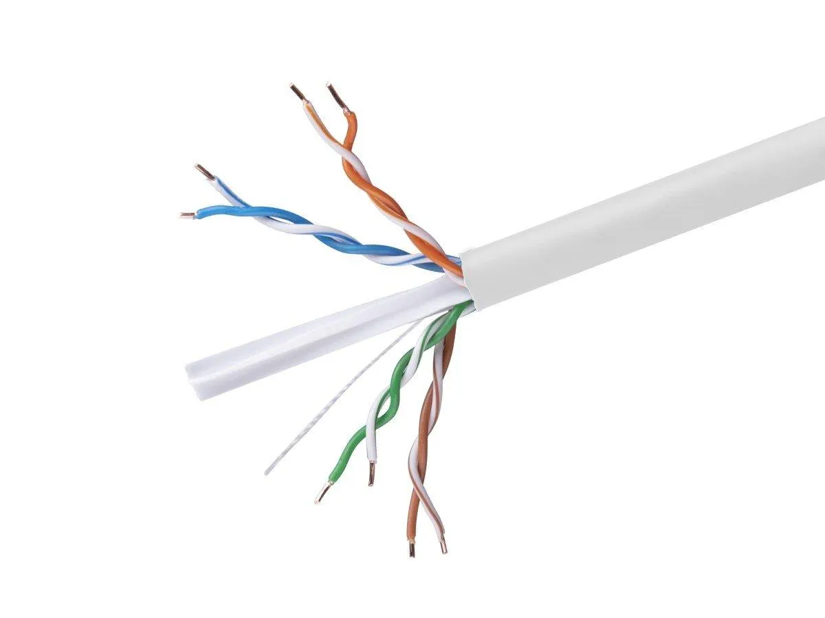 Monoprice Cat6 500ft White CMR UL Bulk Cable, Solid (w/spine), UTP, 23AWG, 550MHz, Pure Bare Copper, Pull Box, Bulk Ethernet Cable