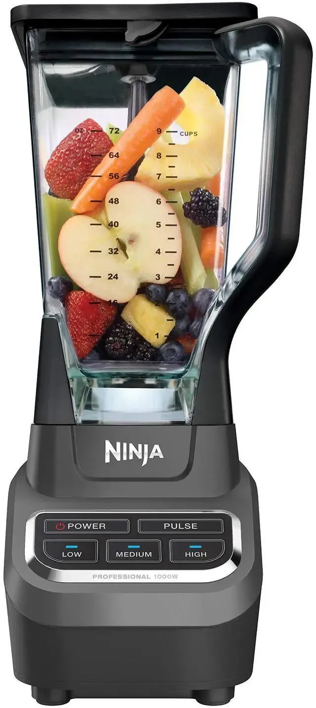 Professional Blender 1000W, Total Crushing Technology- Smoothies, Ice Crushing & Frozen Fruit, Full-Size Countertop Blender, 72-oz. Pitcher, Black & Grey, BL610