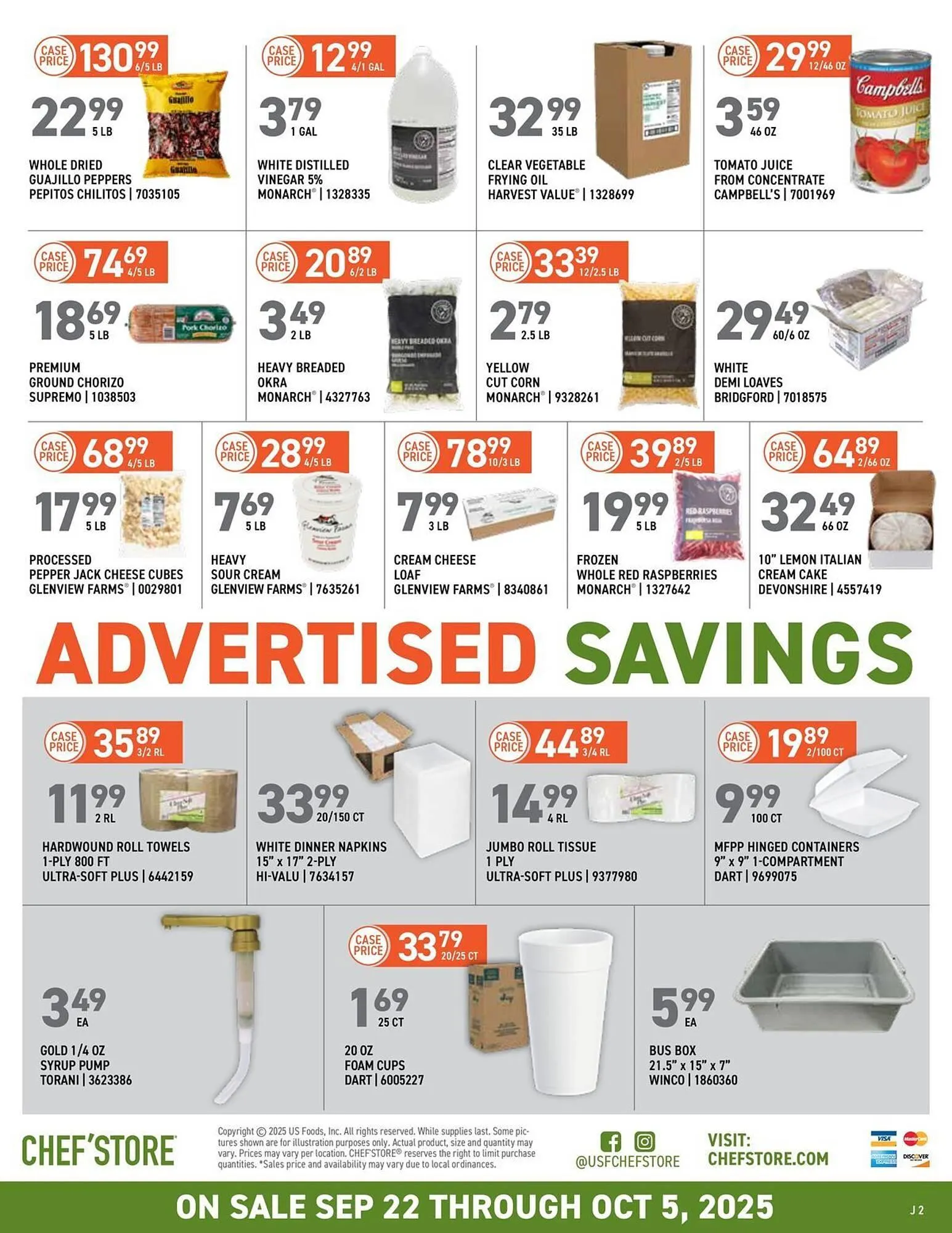 Weekly promotion US Foods Chef's Store weekly ad spanning from September 22 to October 5 2025 - Page 3 for Catalogue 365