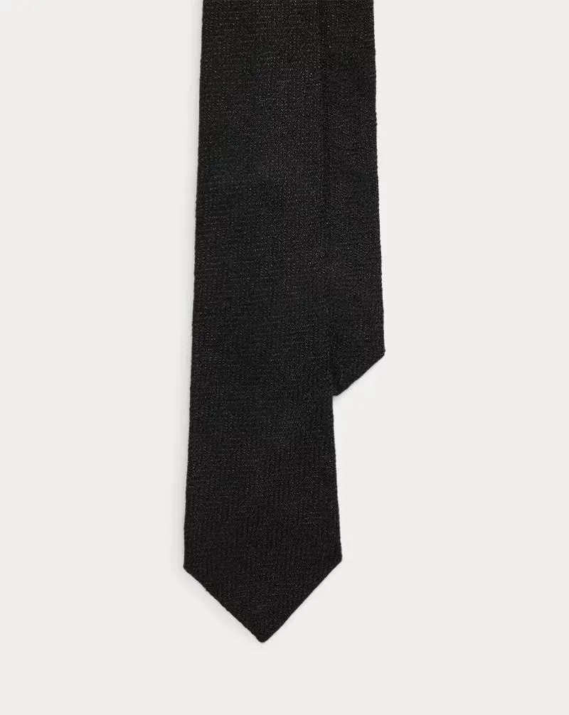 Textured Herringbone Linen-Blend Tie
