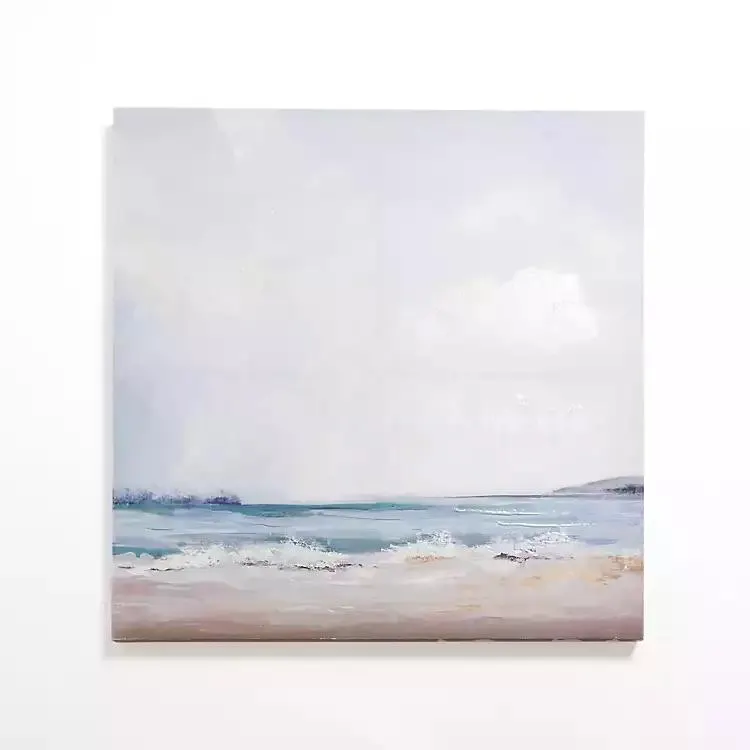 Cloudy Beach Scene Canvas Art Print