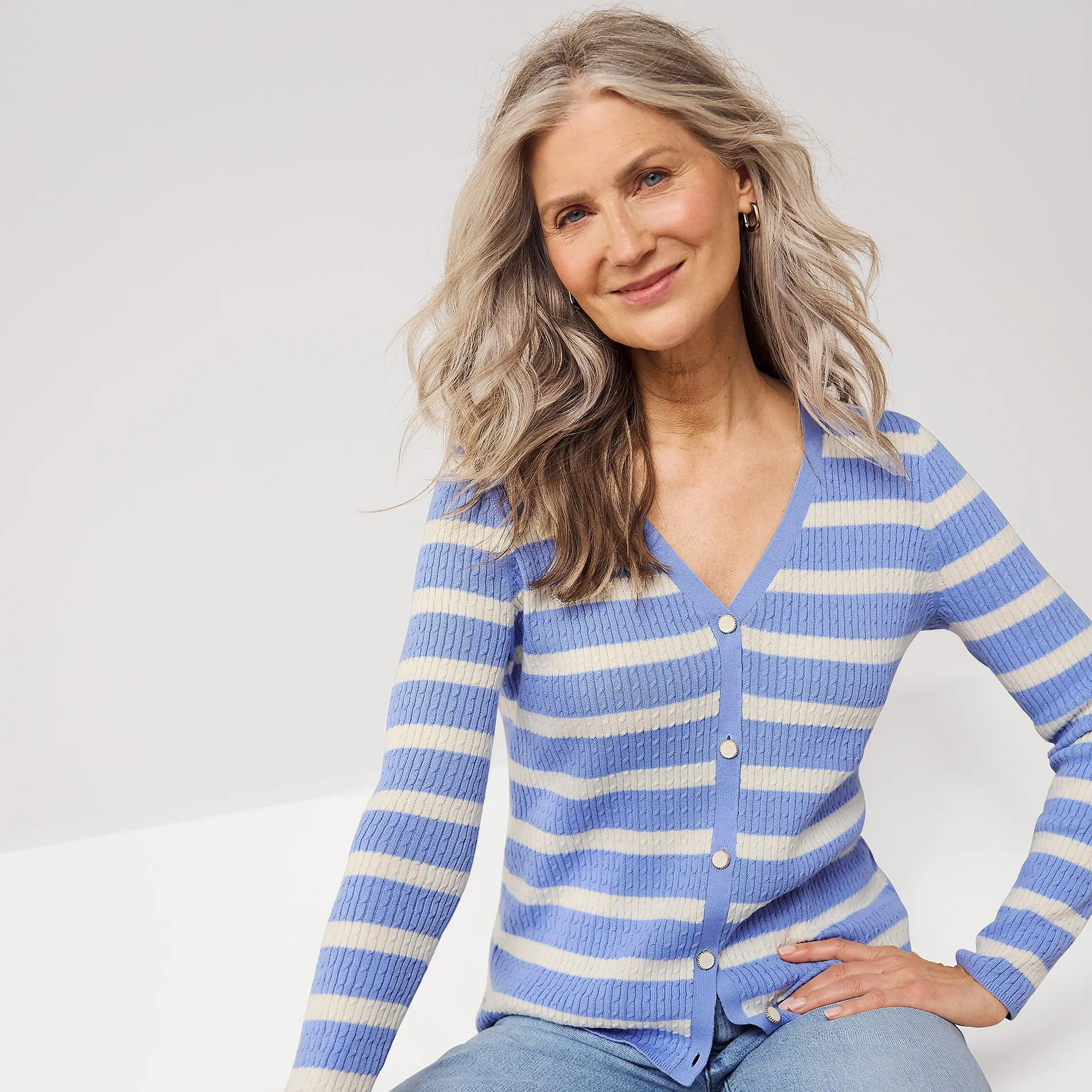 Women's Drifter Baby Cable VNeck Cardigan Sweater - Set Top