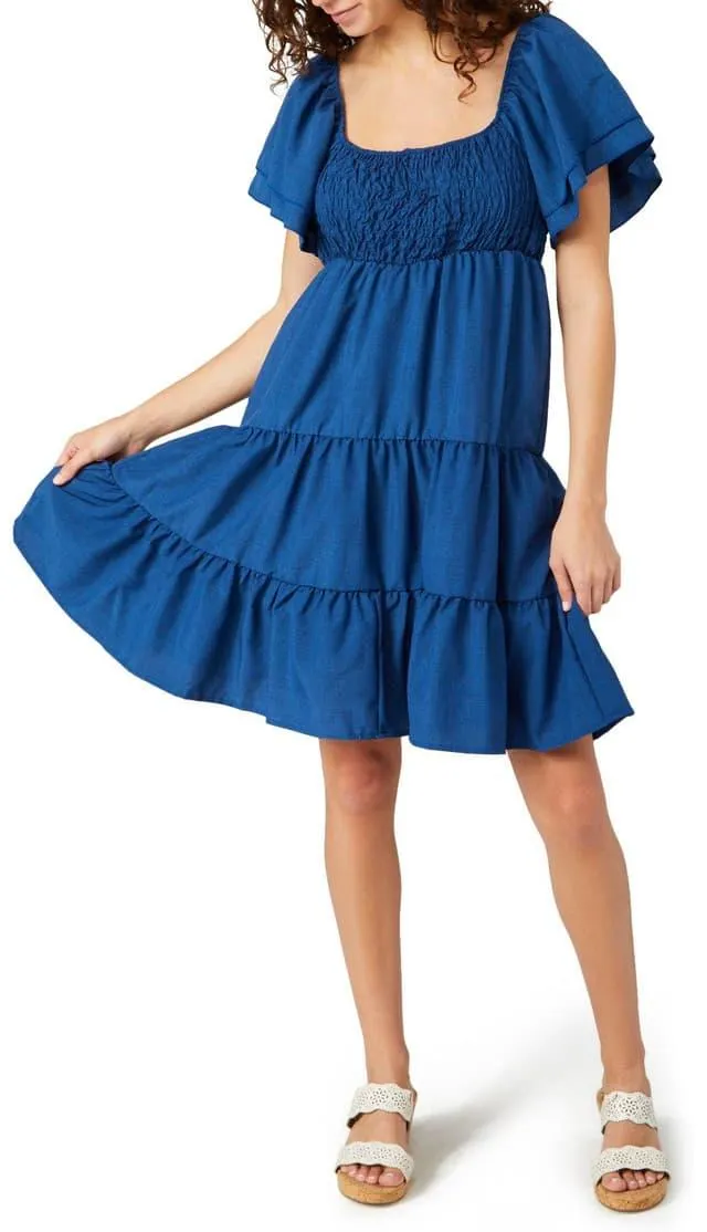 Discreet Juniors Smock Tier Dress