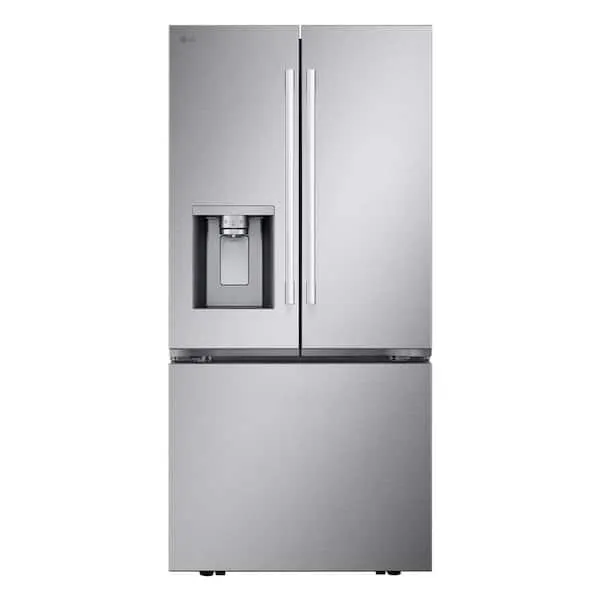 33 in. 25.1 Cu. Ft. Standard Depth French Door Refrigerator in Print Proof Stainless Steel with Filtered Ice and Water