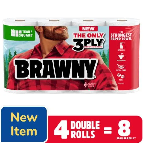 Brawny® Tear-A-Square® 3-Ply Paper Towel Double Rolls