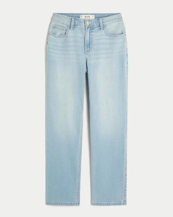 High-Rise Light Wash Straight Jeans