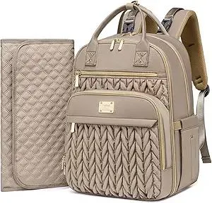 Diaper Bag Backpack,Stylish Baby Diaper Bag,Waterproof Travel Diaper Backpacks Baby Bags with Changing Pad,Stroller Straps,Insulated Pockets (Khaki)