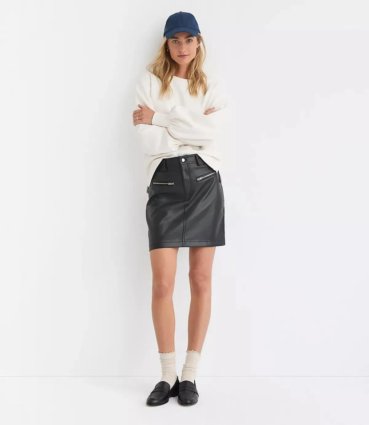 Faux Leather Moto Mini Skirt