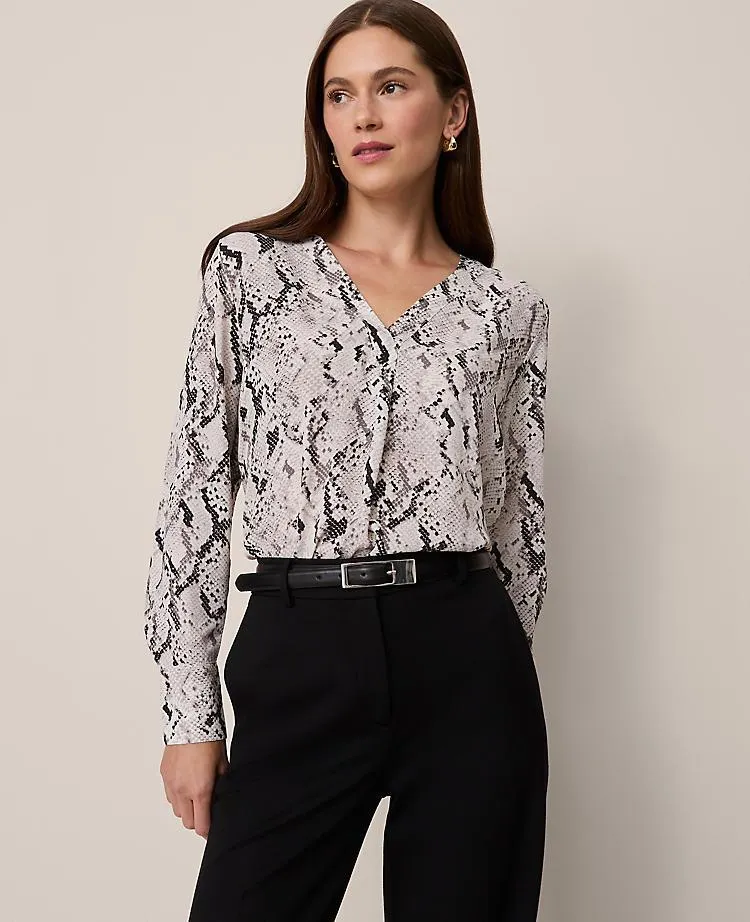Snake Print Mixed Media Top