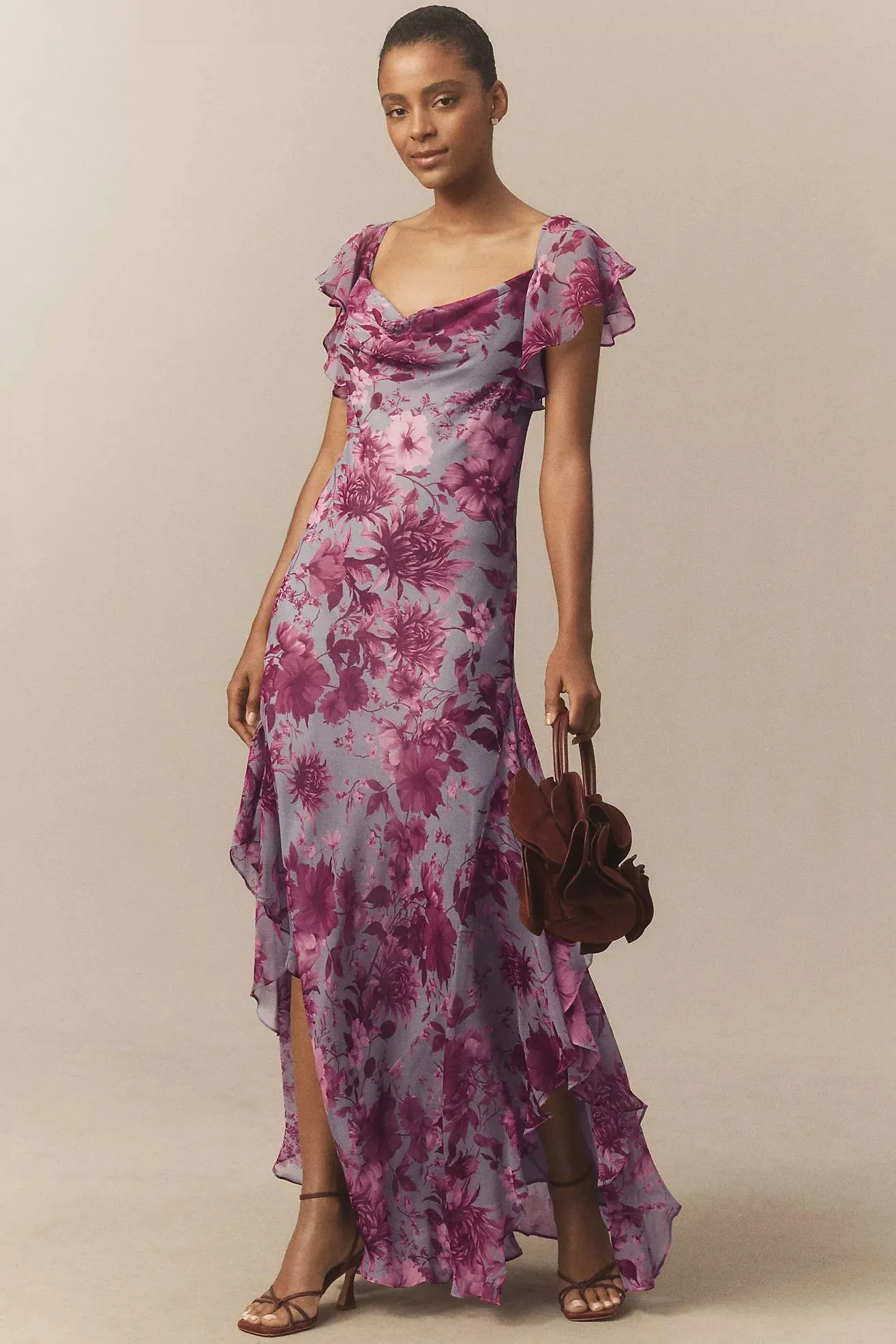BHLDN Ruffle Chiffon Maxi Dress