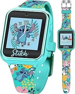 Disney Stitch Kids Smartwatch with Touchscreen, Camera, Games, Timer, Step Counter, Alarm & Calculator – Fun Interactive Watch with 10 Faces & Printed Silicone Strap – Fits Wrists 5.5" to 8"