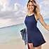 Women's Tugless High Neck Swim Dress Swimsuit