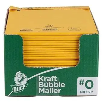 Duck Brand #0 Kraft Bubble Mailer, Manila, 6 inch x 9 inch, 25 Pack