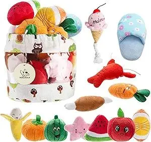 Nocciola Dog Squeaky Toys, Plush Small Dog Toys for Dogs, Stuffed with Squeakers,12 pcs Puppy Toys with a Carrying Bag for Small Medium Size