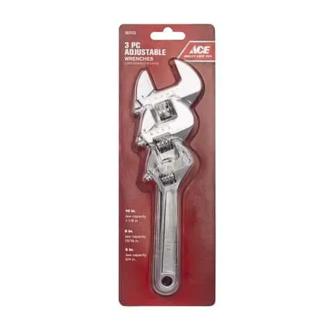 Ace Adjustable Wrench Set 3 pc