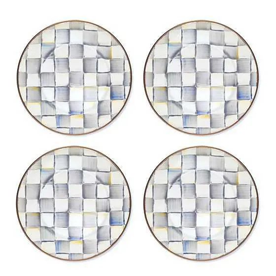 Sterling Check Salad Plates, Set of 4