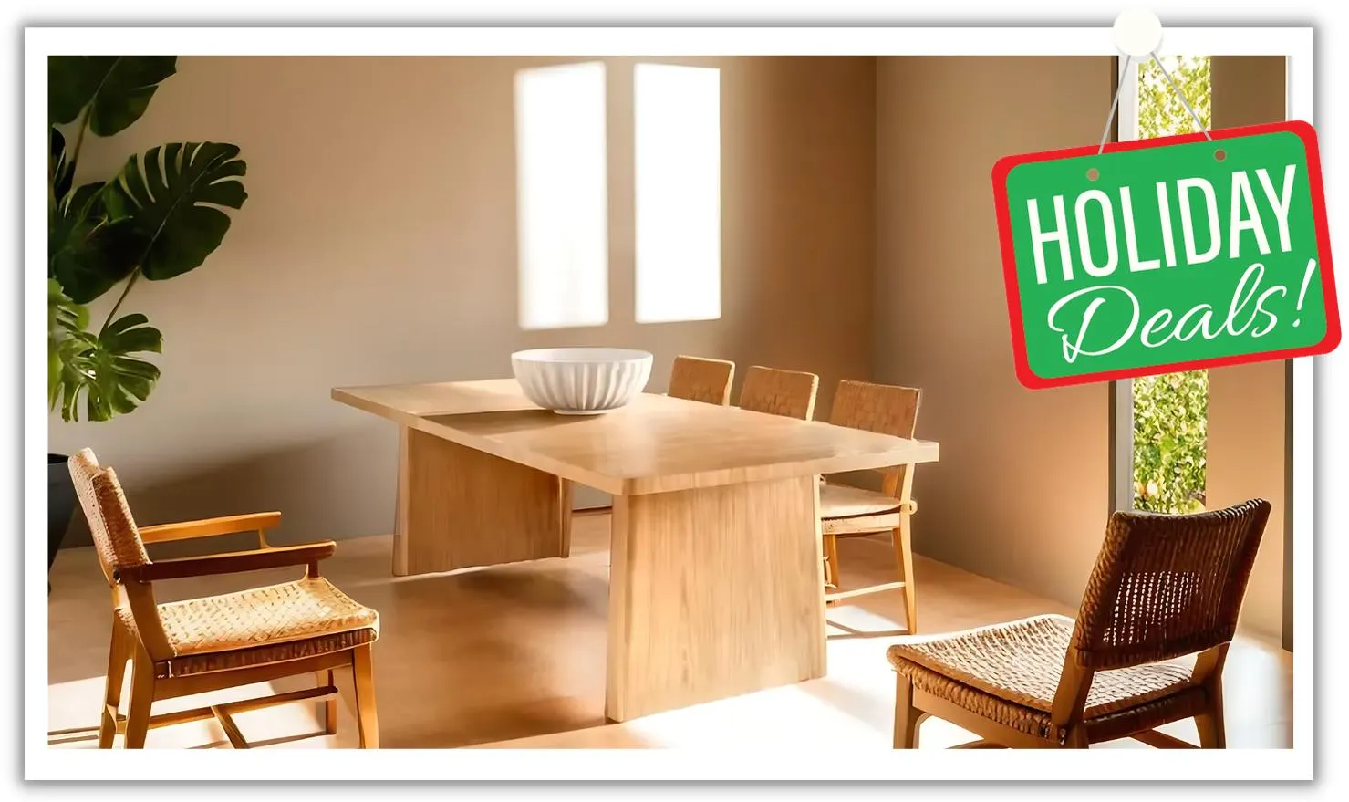 Universal Nomad Dining Table Set in Tan Oak Finish