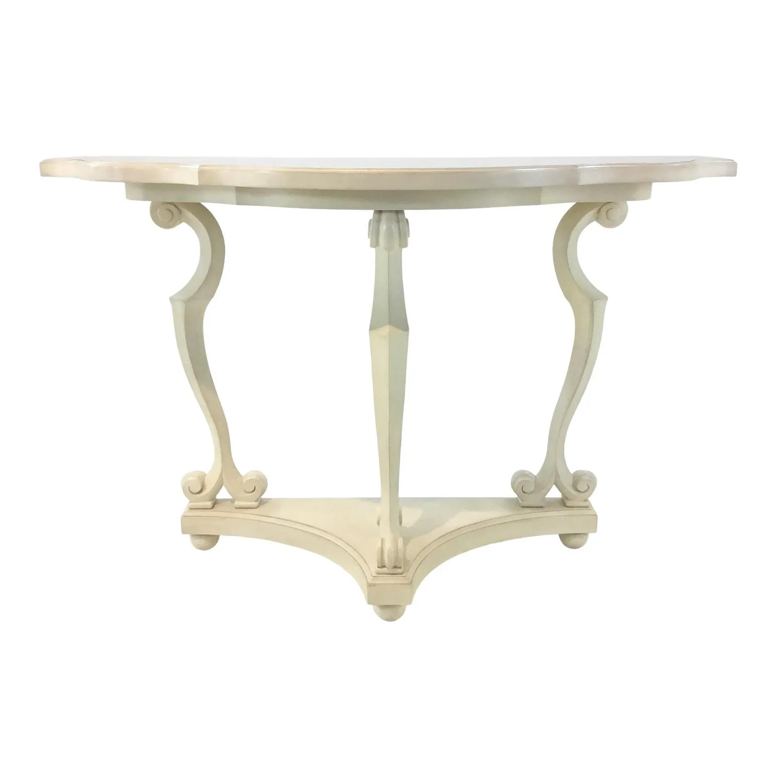 Celerie Kemble for Henredon Transitional Ivory Demi-Lune Console Table