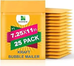 Kraft Bubble Mailers [25 Pack] Shipping Mailing Packing Padded Envelopes #1 (7.25" x 11")