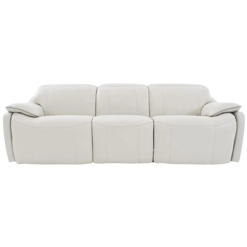 Austin Light Gray Leather Power Reclining Sofa
