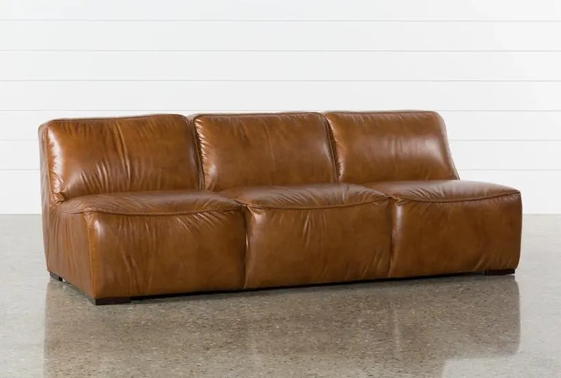 Burton Honey Brown Leather 91" Armless Sofa