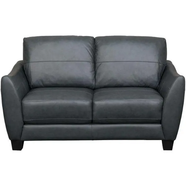 Mila Steel Gray Leather Loveseat