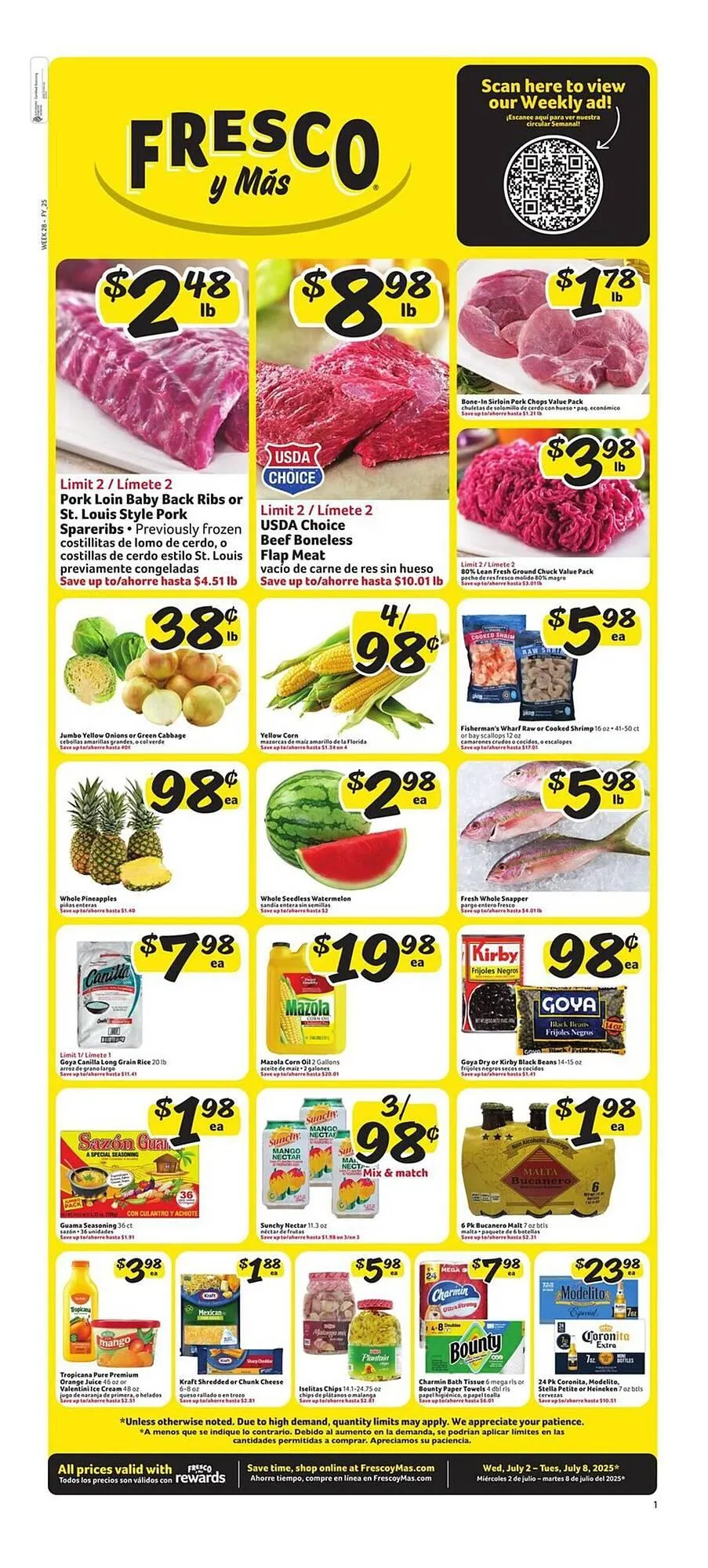 Weekly ad Fresco y Más Weekly Ad from July 2 to July 8 2025 - Page 1
